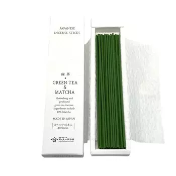 Благовония для чайного сада Noguchi Kumataro, ароматическая палочка с зеленым чаем и матча, около 40 штук, дезодорирующий аромат сандалового дерева с острова Авадзи, произведено в зелёный