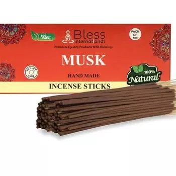 Благовония-палочки-Bless-Musk-Incence-Sticks 100%-Natural-Handmade-Hand-Omocked-Incence-Sticks Organic-Free-Chemicals-for-Purification-Relaxation-Positivity 25 Sticks (40GM)