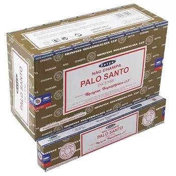 Благовония Satya Nag Champa Palo Santo Agarbatti, коробка 180 грамм | 12 упаковок по 15 грамм в коробке | Экспортное качество коричневый