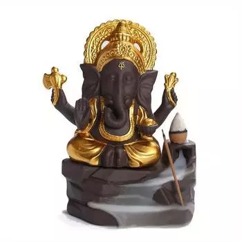 Благовония Zen Благовония Водопад Бог Слон Курильница с обратным потоком Фиолетовая Глина Держатель для благовоний Украшение для дома - Без благовоний