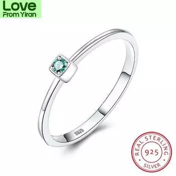 Blaike Girl Минималистичные маленькие круглые зеленые изумрудные обручальные тонкие кольца для женщин, обручальное кольцо с цирконием, ювелирные украшения 8