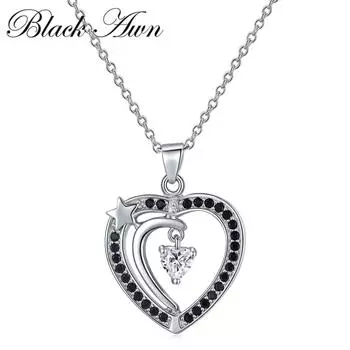 Blakc Awn Heart Романтические украшения Модные ожерелья Подвески для женщин