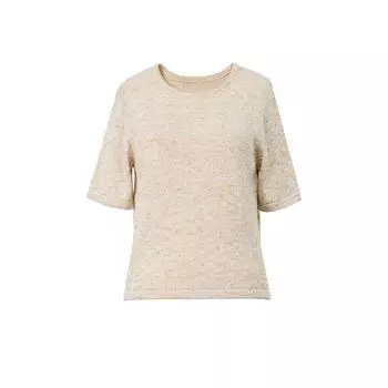 Блэкнини (Два цвета) Цветущая Т Herbalife Секционно Окрашенная Льняная Пряжа с Бусинами Круглый Вырез Вязаная Футболка Топы Knitting T-Shirt-Yellow M