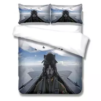 Blaze Fighter Jet Duvet Cover Set King Queen Double Full Twin Single Bed Linen Set 135x200cm