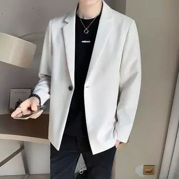 Блейзер мужской летний модный деловой британский стиль джентльменский тонкий профессиональный формальный костюм XXXL чёрный