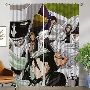 BLEACH Blackout Curtain for Room 2 Panel Curtains Детская комната Домашний интерьер Шторы Хэллоуин Украшения Разделительные жалюзи Гостиная W50xH70cmx2pcs-CL