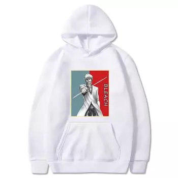 Bleach Ichigo Смешная аниме-толстовка с капюшоном для мужчин и женщин Повседневная толстовка с длинным рукавом Harajuku Пуловер Индивидуальный костюм Уличная одежда для мужчин XS чёрный