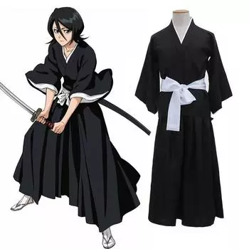 BLEACH Куросаки Ичиго Косплей Костюм Черный Аниме Костюм Хэллоуин Ролевая Игра Пальто Кимоно Полный Костюм Мужчины Женщины Наряд XXL