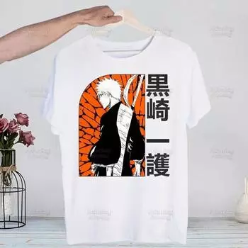 Bleach Kurosaki Ichigo Unisexga аниме Harajuku футболки летние унисекс хип-хоп забавная футболка уличная футболка топы с короткими рукавами