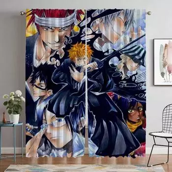 BLEACH Противомоскитные шторы для гостиной, перегородки, украшения на Хэллоуин, кухонные шторы из 2 частей, тюль для спальни W50xH70cmx2pcs-CL