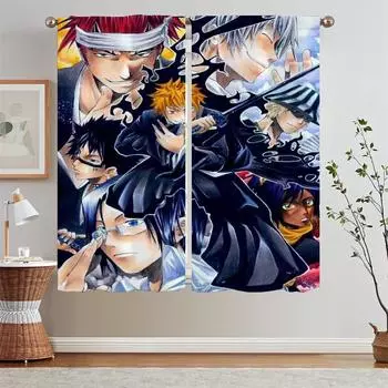 BLEACH Tulle in Kitchen Curtains Tentacles Cover Curtain Tiebacks Window Blinds Bedroom Curtains 2 Pieces Tulle for Living Room W50xH70cmx2pcs-CL