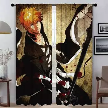 BleachS Kitchen Curtains for Living Room Curtain Partition Anti-mosquito Curtains 2 Pieces Halloween Decoration Shades Blackout W50xH70cmx2pcs-CL