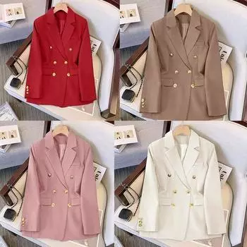Блейзер для женщин, весна-осень, новинка, тонкая корейская модная верхняя одежда, свободная женская куртка, офисный женский пиджак, пальто 2XL розовый