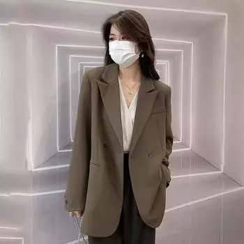 Блейзер свободного покроя для женщин, маленький новый высококачественный уличный костюм, маленький топ S [recommended 80-50kg]