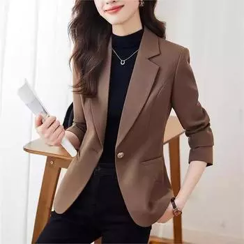 Блейзер женский весна и осень новый модный популярный повседневный костюм высокого класса топ маленький мужской корейский вариант S чёрный