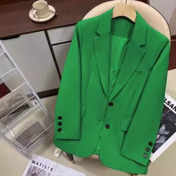 Блейзер Женское пальто Лето Осень Универсальный Простой Офисный Женский Блейзер Женский Винтажный Повседневный Свободный Корейский Тонкий Костюмный Пиджак XXXL