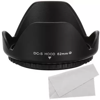 Бленда объектива камеры PATIKIL 62 мм с чистящей салфеткой. Двусторонняя защитная бленда объектива в форме цветка. Блокирует избыток солнечного света, уменьшая блики и блики на объективе.