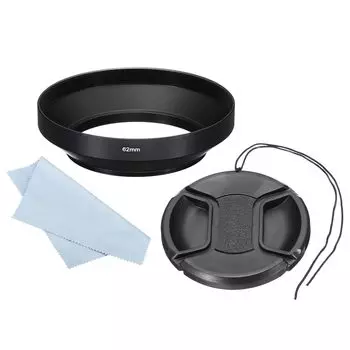Бленда объектива PATIKIL 62 мм, широкоугольная, матовая, внутренняя, бленда, крышка объектива 82 мм с салфеткой для протирки объектива камеры, черная, антибликовая