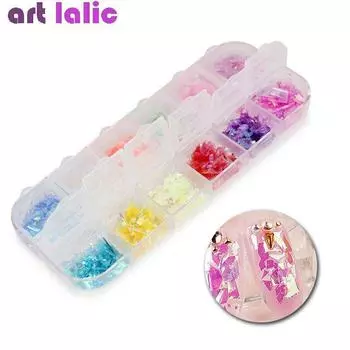Блеск для дизайна ногтей, конфетный цвет, ледяная ракушка, фольга, хлопья, гель, украшение для кончиков