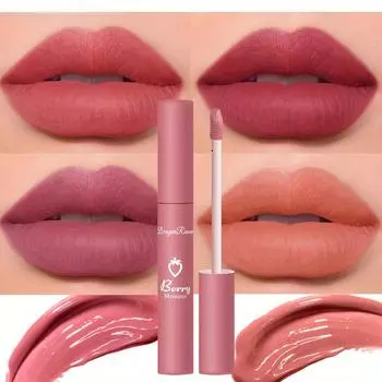 Блеск для губ Berry с матовым финишем, стойкая увлажняющая помада для губ, легкое нанесение, нелипкая формула, смешанная цветовая система, помада 01