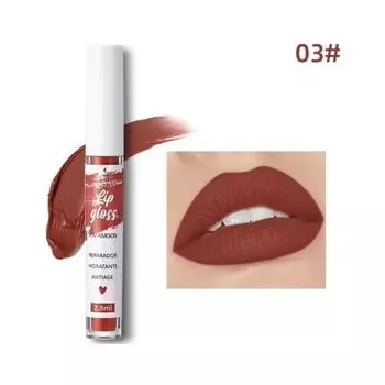 Блеск для губ Nude Matte Lip Gloss Стойкая бархатная губная помада Водостойкая, устойчивая к выцветанию, антипригарная, в чашке, женская косметика 12, 03 03, 1 шт.