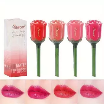Блеск для губ Rose, губная помада, матовый финиш, увлажняющий, антипригарный блеск для губ