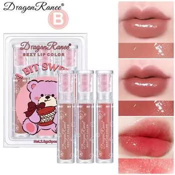 Блеск для губ с мелкими блестящими шариками, легкий питательный блеск для губ и масляная помада, три набора A-3PCS