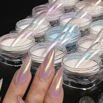 Блеск для ногтей Aurora, блестящее зеркало, мука, лунный свет, украшение для ногтей, украшение для ногтей, роспись для ногтей HC28
