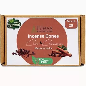 Bless-International Clove and Cinnamon 100%-Natural-Incense-Conces Handmade-Harmony-Omocked-Organic-Free-Chemicals-для-Очищения-Расслабления-Позитива Pack Of 10 Cones