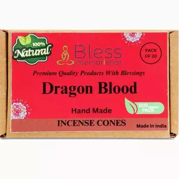 Bless-International Dragon Blood 100%-натуральные-благовония-конусы ручной работы-обработанные вручную-органические-без-химии-для-очищения-расслабления-позитивности Pack Of 10 Cones