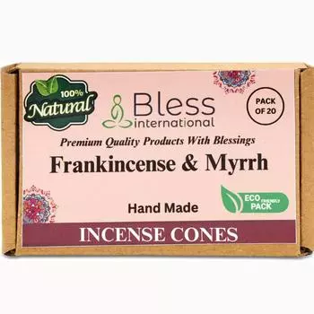 Bless International Frankincense-and-Myrrh 100%-Natural-Incense-Cones Handmade-Hand-Dipped Organic-Chemicals-Free for-Purification-Relaxation Pack Of 10 Cones