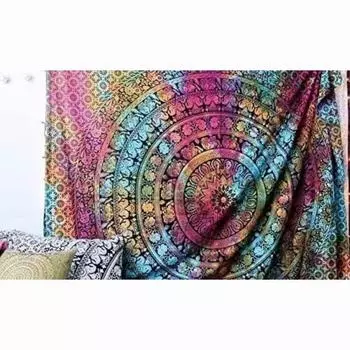 Bless International Handmade Индийский хиппи Богемный Психоделический Слон Мандала Настенный декор Постельное белье Гобелен (Tie Dye) Poster