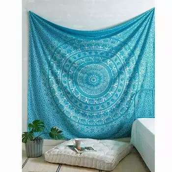 Bless International Handmade Индийский хиппи Богемный Психоделический Слон Мандала Настенный декор Постельное белье Гобелен (Бирюзовый Серебро) Poster