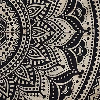 Bless International Индийская традиционная мандала Хиппи настенное украшение, хлопковый гобелен Ombre Bohemian Покрывало (Черное золото) Poster