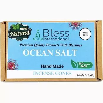 Bless International Ocean-Salt 100%-Natural-Incense-Cones Handmade-Hand-Dipped Organic-Chemicals-Free for-Purification-Relaxation-Positivity Pack Of 10 Cones
