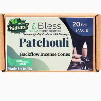 Bless-International Пачули-100%-Натуральные-благовония-обратный-конусы-для-водопада-ручной-органической-химии-без-для-очищения-релаксации- Pack of 10 Cones