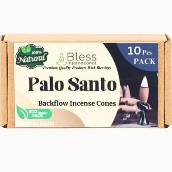 Bless-International Palo-Santo-100%-натуральные-благовония-обратный-конусы-для-водопада-ручной-органической-химии-без-для-очищения-релаксации Pack of 10 Cones