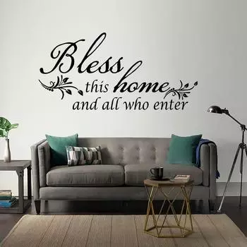 Bless Wall Art Наклейки на стены Съемный домашний винил Спальня Гостиная Наклейка на стену 56X27cm чёрный