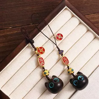 Blessing Chinese Style Keychain Components Wood Car Keyring Jewelry Findings Sandalwood KeyChains D