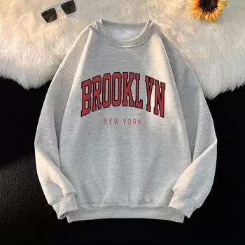 Blessyuki New York толстовки с буквенным принтом для женщин, одежда, повседневная винтажная базовая толстовка больших размеров с длинными рукавами, женский топ Y2k L