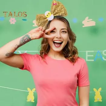 Блестки бант повязка на голову мультфильм яйцо кролик морковка декор универсальный пасхальный ободок детские аксессуары для волос 1pc фиолетовый