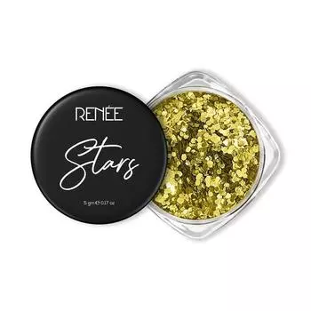 Блестки для лица и тела RENEE Stars - Gold 5 Gm - безопасные, приятные для кожи, не тестируются на животных, светоотражающие, долговечные и смываемые