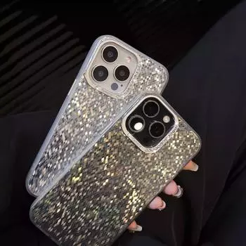 Блестки Flash Rhombus подходят для чехла для мобильного телефона Apple 16Promax, легкий роскошный чехол для объектива iPhone15 со стразами 14 iPhone16