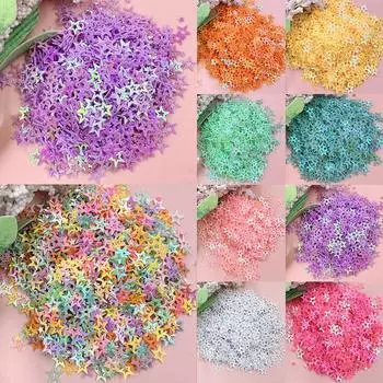 Блестки из бисера, полые маленькие звезды, декор, 1000 шт., ювелирные аксессуары, ПВХ нашивка, волшебный цвет, модный стерео, 5,2 мм зелёный