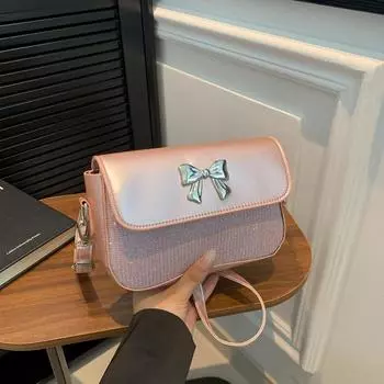 Блестки Личность 2024 Новый Популярный Лук Повседневный Личность Иностранный Стиль Модный Тренд Плечо Кроссбоди Маленькая Квадратная Сумка чёрный