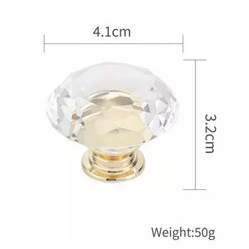 Блестящая акриловая хрустальная мебельная ручка с одним отверстием в форме ромба для дверцы ящика шкафа кухонного шкафа золотистый