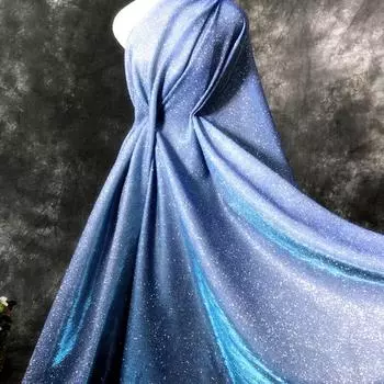 Блестящая эластичная градиентная ткань с пайетками 100x150 см, вечернее платье, фон для одежды, блестящий атлас, шитье своими руками 100cmx150cm чёрный