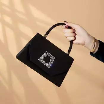 Блестящая, блестящая, роскошная, гламурная, изысканная, 1 шт., элегантная и модная, сверкающая, бархатная вечерняя сумка-клатч 22.5x5.5x13.5cm красный