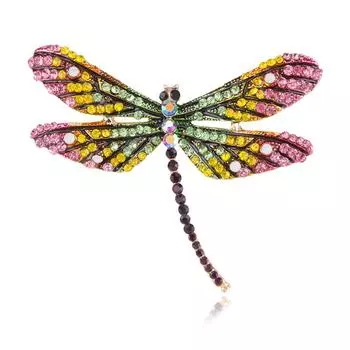 Блестящая брошь принцессы со стразами и стрекозой, женская элегантная брошь в стиле ретро с насекомыми, подарок на банкет, зимнее пальто, ювелирные изделия