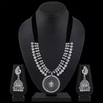 Блестящая дива, модный новейший окисленный серебряный племенной хлопок, нить, антикварное ожерелье, набор украшений для женщин